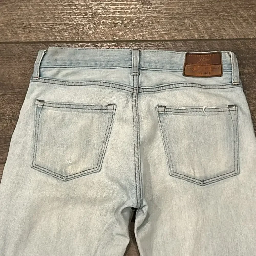 J.Crew Men's 484 Slim Fit Stretch Jean Distressed Light Wash Size 29x32